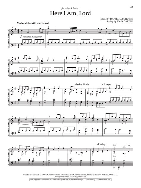 Free Printable Sheet Music For Here I Am Lord
